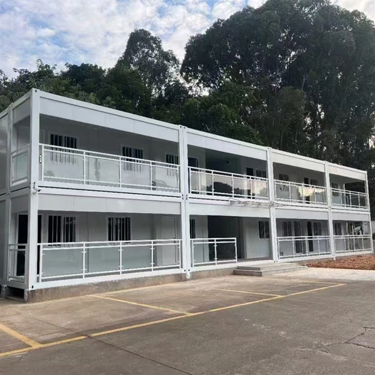 Glass railing container house Glass railing container house